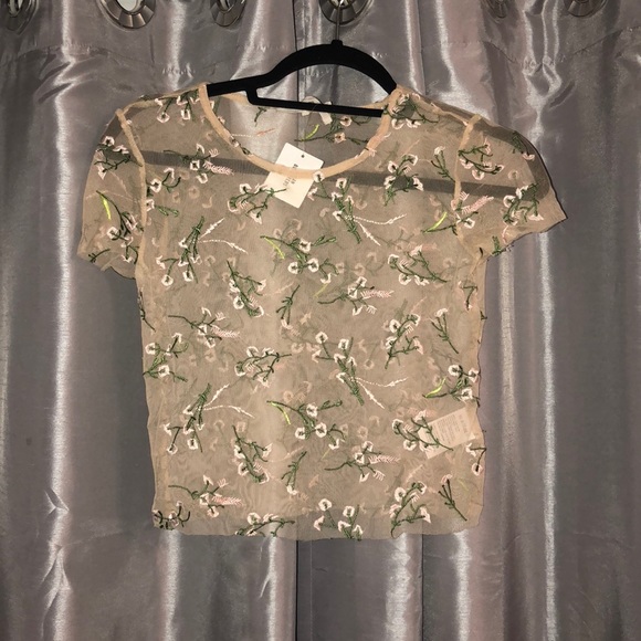 Urban Outfitters Tops - Mesh Urban Outfitters Floral Nude Top brand new